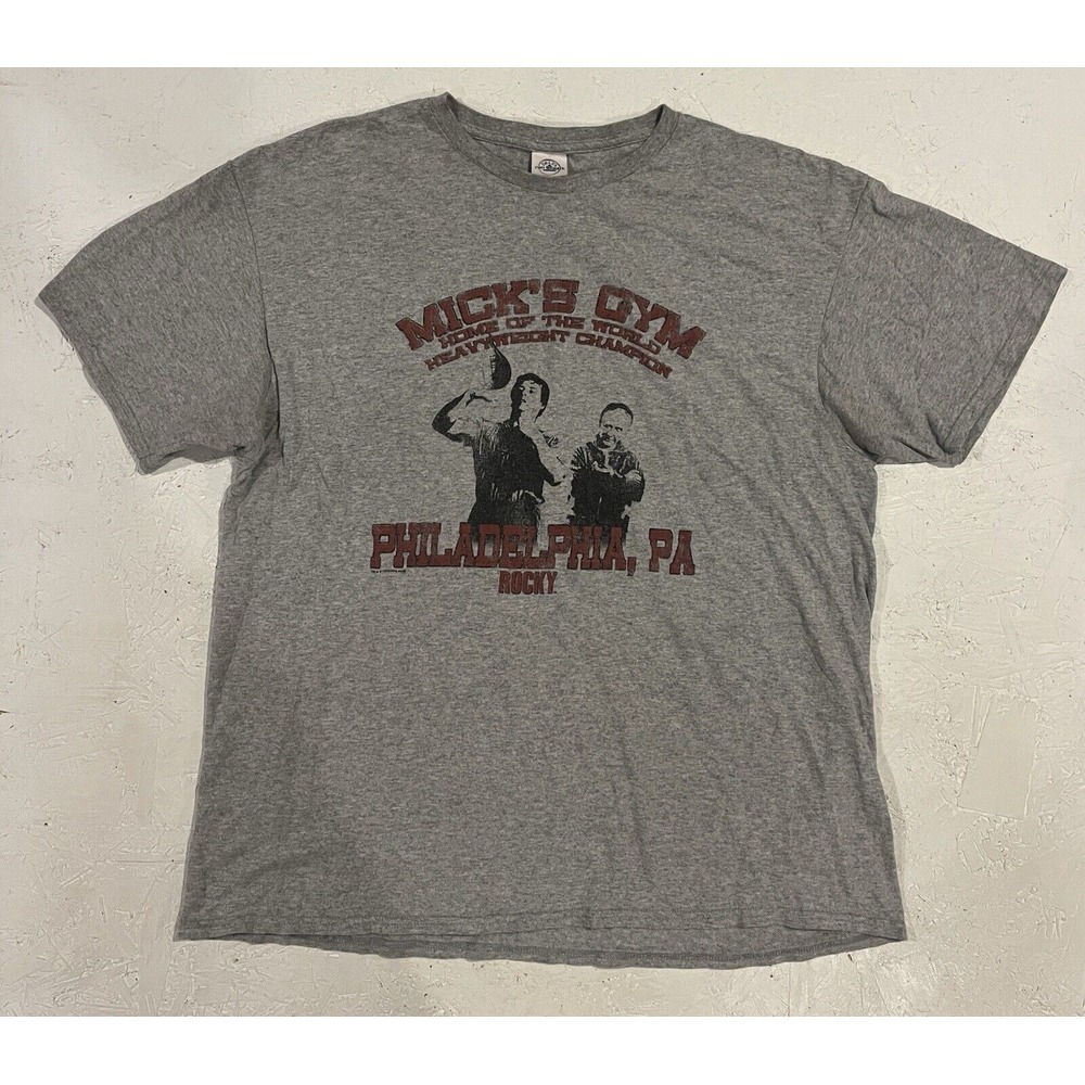 Vintage Rocky "Mick's Gym" Philadelphia PA T-Shirt Gray Size XL Delta Pro Weight